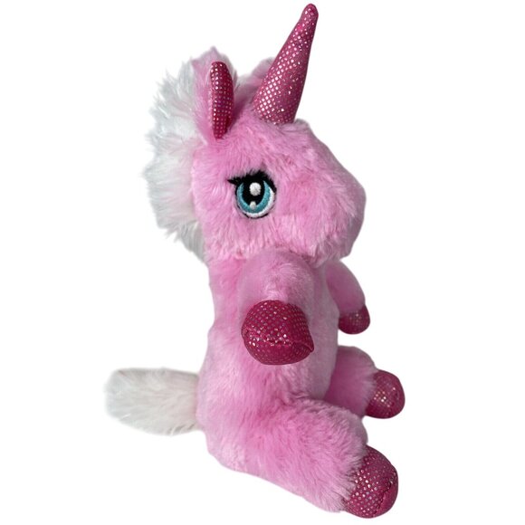Dan Dee Collectors Choice Pink Unicorn Plush Shimmer Sparkle Sitting Down 8in - Picture 1 of 8